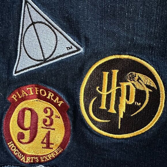 Harry Potter Denim Jean Shorts with Patches Dark Wash Plus Size 14 - Picture 9 of 12